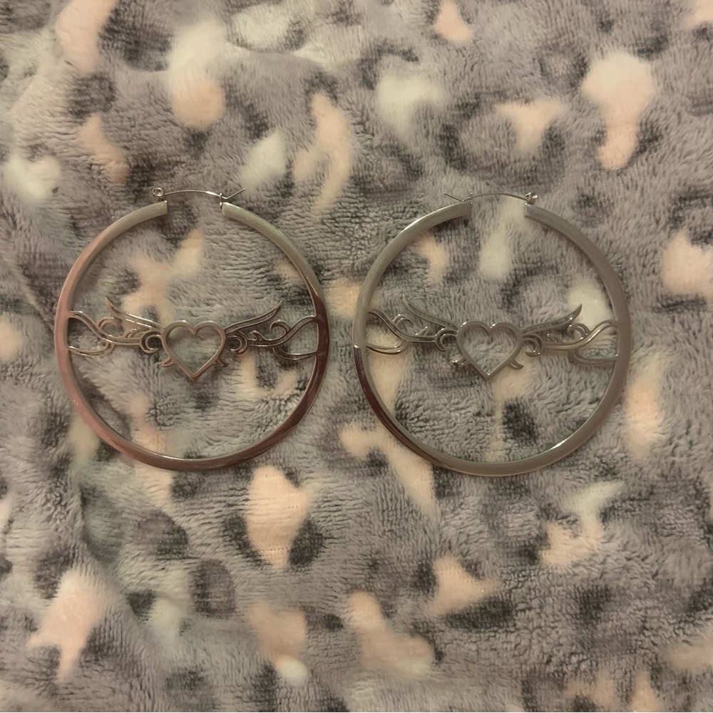 Heaven sent heart tattoo earrings